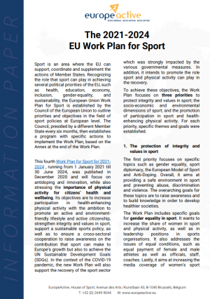 EuropeActive Paper - EU WORK PLAN FOR SPORT (2021-2024)