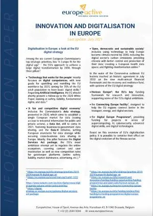EuropeActive Paper - Innovation and Digitalisation in Europe