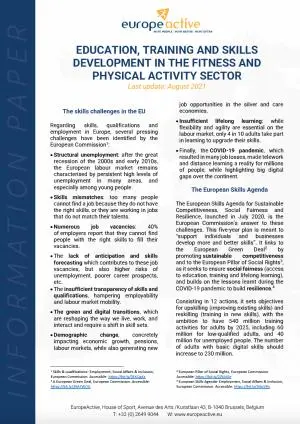 EuropeActive Paper - Education, Training and Skills Development in the Fitness and Physical Activity Sector
