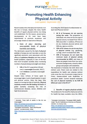 EuropeActive Paper - Promoting Health Enhancing Physical Activity